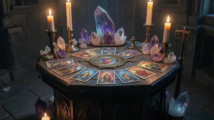 алтарь для расклада, изображение мистической атмосферы