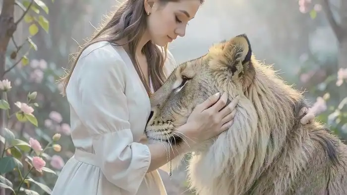 Аркан Сила в Таро — женщина прижимает пасть льву, символ внутренней силы и гармонии