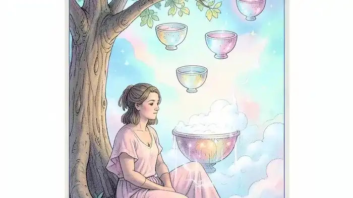 Четверка Кубков карта дня таро иллюстрация