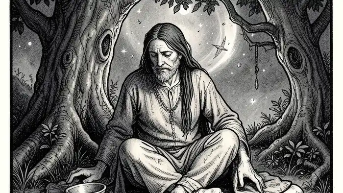 Четверка Кубков карта дня таро иллюстрация