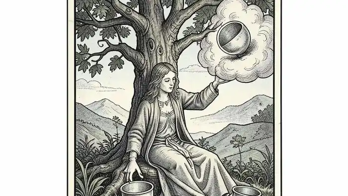 Четверка Кубков значение таро иллюстрация карты