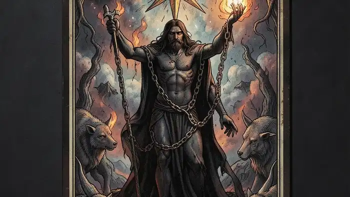 Дьявол личность таро — иллюстрация карты Дьявол с кандалами и символикой