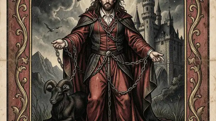 Дьявол значение таро — изображение карты Дьявол с цепями и символикой