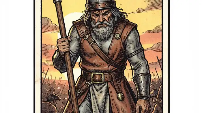 Девятка Жезлов — карта Таро с воином и жезлом