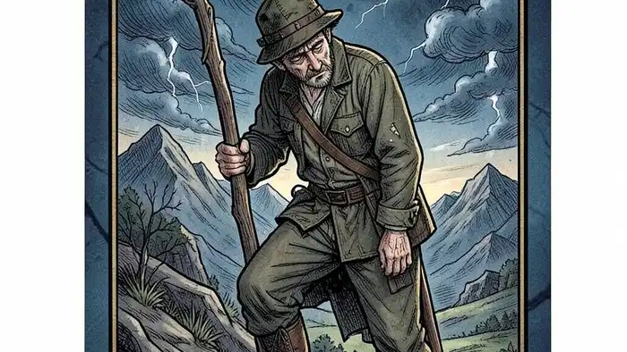 Девятка Жезнов — карта Таро с изображением изнурённого путешественника, опирающегося на жезл