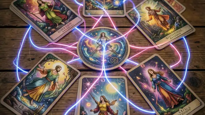 динамика расклада изображение энергий между картами Таро