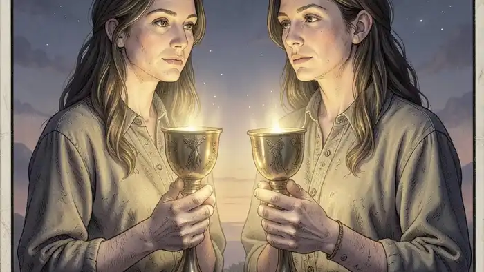 Двойка Кубков карта дня таро — символ симметричной эмоциональной связи