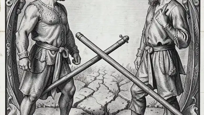 Двойка Жезлов на здоровье таро — карта перегрузки от нерешённого выбора, символизирующая внутреннее напряжение и физические проявления усталости