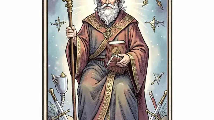 Иерофант чувства таро — изображение карты с символикой и духовным светом