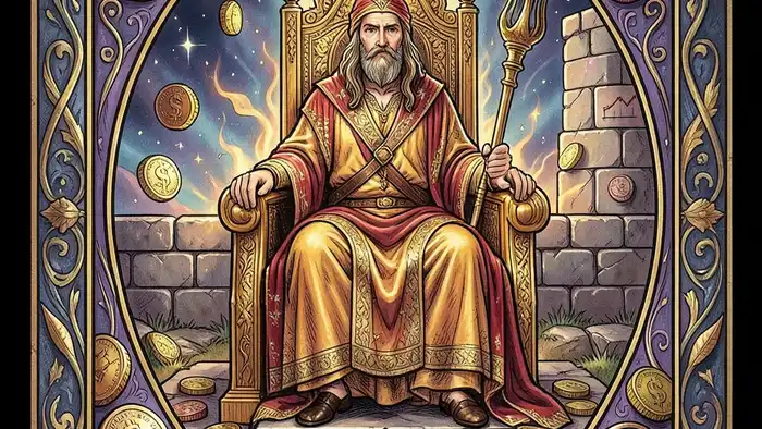 Император на деньги таро — изображение карты с символикой финансовой стабильности