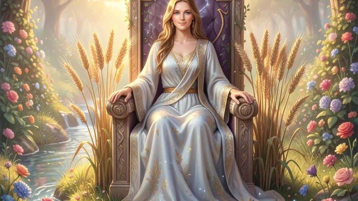 Аркан Императрица Таро в цветущем саду — символ плодородия, творчества и чувственности