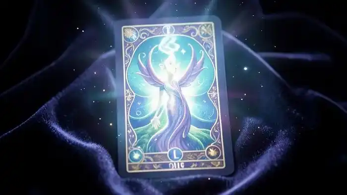 когда хватит одной карты – изображение светящейся карты Таро на фоне ночного неба