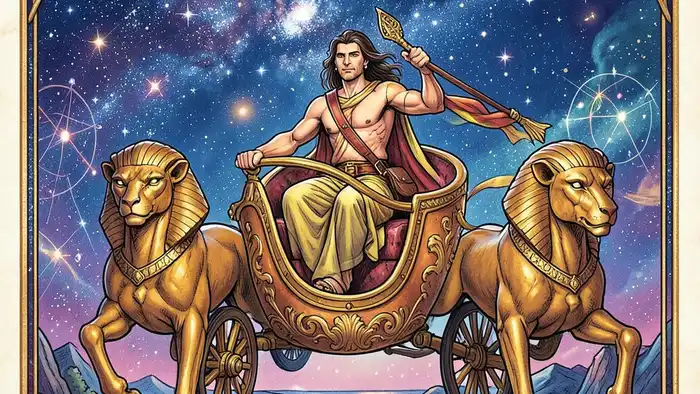 Колесница действия таро — иллюстрация карты с символикой движения и победы