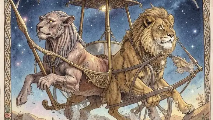 Колесница описание карты таро: колесница с двумя сфинксами, символизирующая контроль над противоположностями