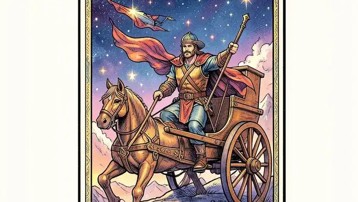 Колесница таро — изображение карты с символикой победы