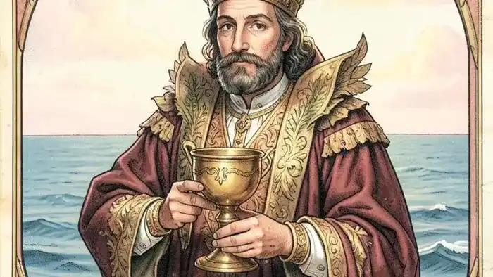 Король Кубков — изображение карты Таро с символикой воды и сострадания