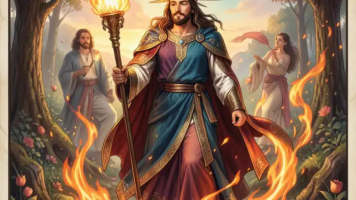 Король Жезлов карта Таро, огненный символ страсти и лидерства