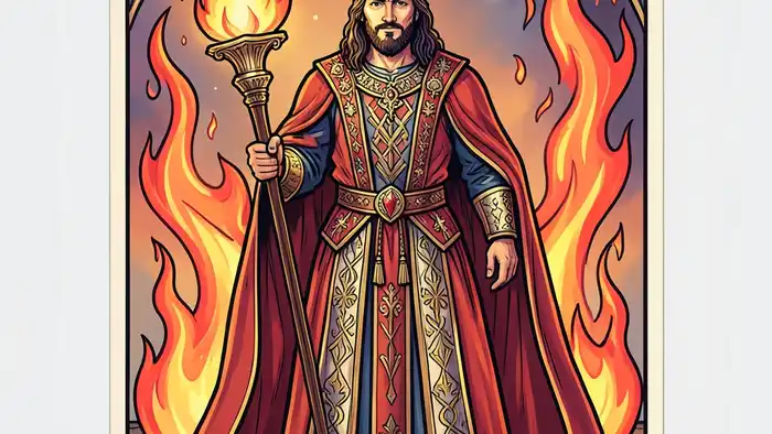 Король Жезлов карта Таро, огненный жезл, символика лидерства