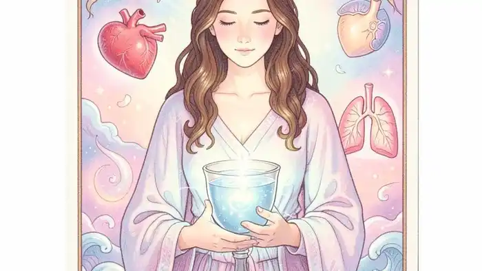 Королева Кубков изображение, символизирующее здоровье и эмоциональное равновесие