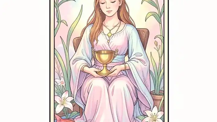 Королева Кубков изображение карты Таро, символика эмоций и интуиции