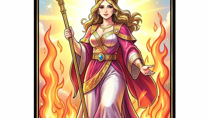 Королева Жезлов — яркая карта Таро с огненной энергией