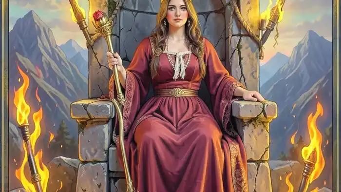 Королева Жезлов на здоровье таро — символ энергии, воли и риска выгорания