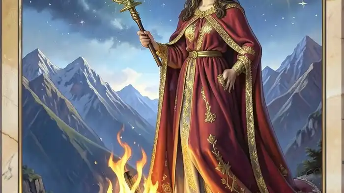 Королева Жезлов значение таро — женщина с жезлом в огне, символ вдохновения и лидерства