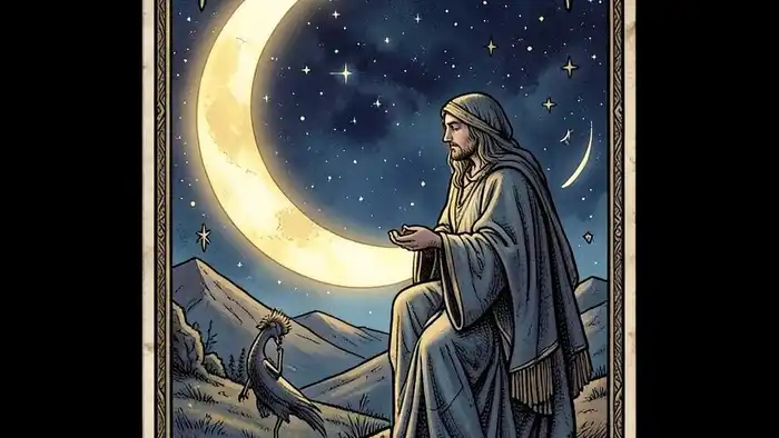 Луна мысли таро — иллюстрация карты Луны в Таро, символизирующая внутренний мир и архетипический путь