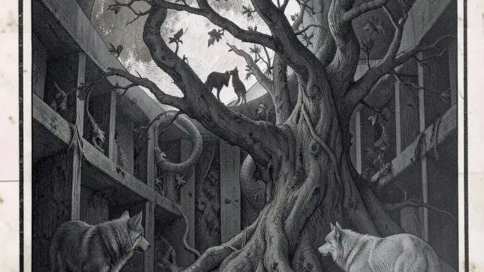 Луна таро — карта архетипа тени, с изображением луны, собаки, волка и змеи, символизирующих подсознание и скрытые страхи