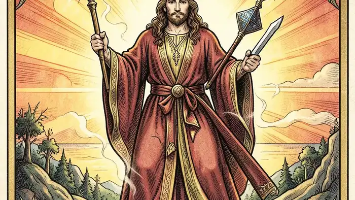 Маг личность таро — иллюстрация карты Мага в стиле Уэ��та