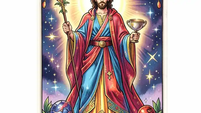 Маг личность таро — изображение карты Мага с символикой элементов