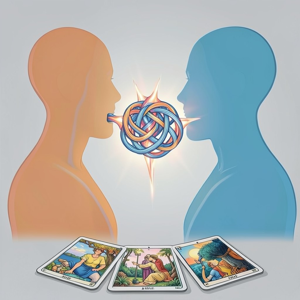 Расклад Таро Он и Она на щитовидку — символическое изображение энергетической связи пары и психосоматического узла в области горла