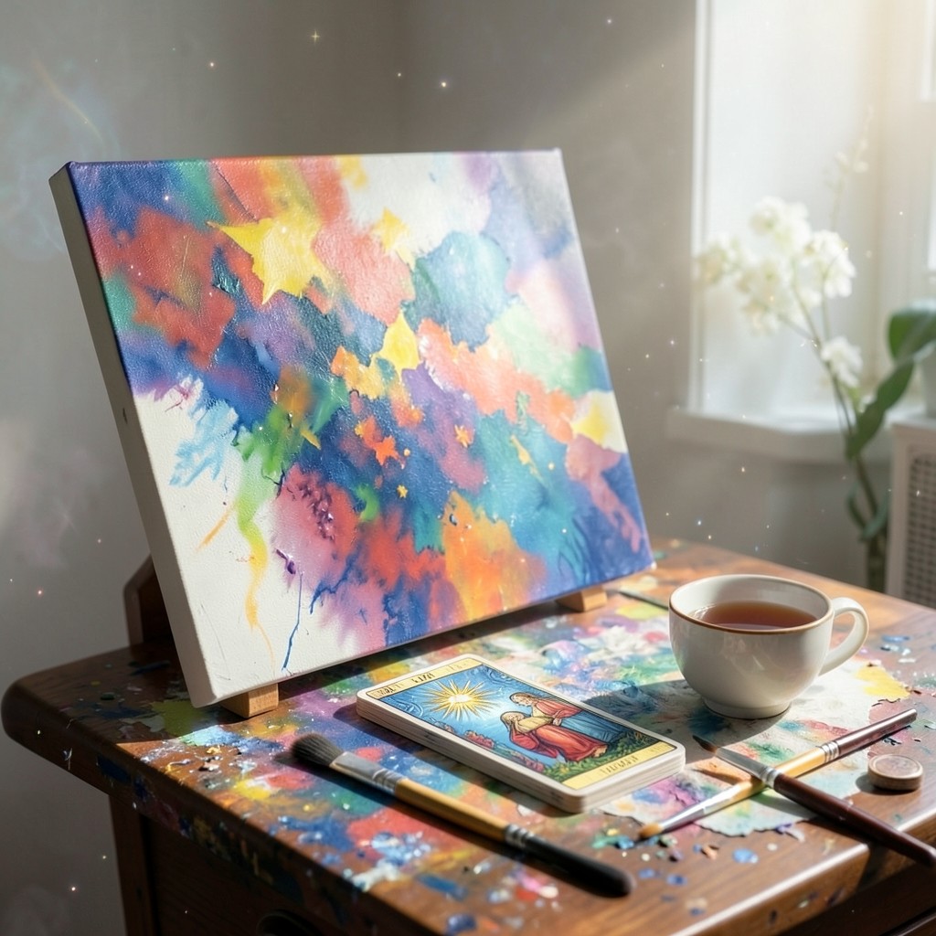 Расклад для творчества Таро: карты, кисти и холст как символ поиска вдохновения