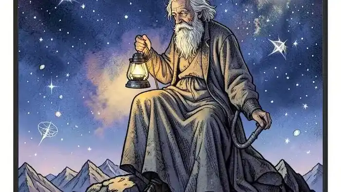 Отшельник Таро — иллюстрация карты с фонарём и звёздами