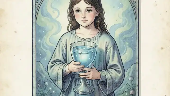 Паж Кубков чувства таро — иллюстрация карты Таро с эмоциональной символикой