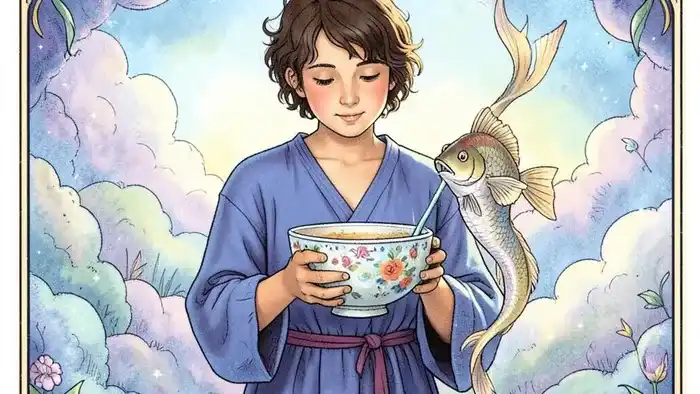 Паж Кубков в отношениях таро изображение карты