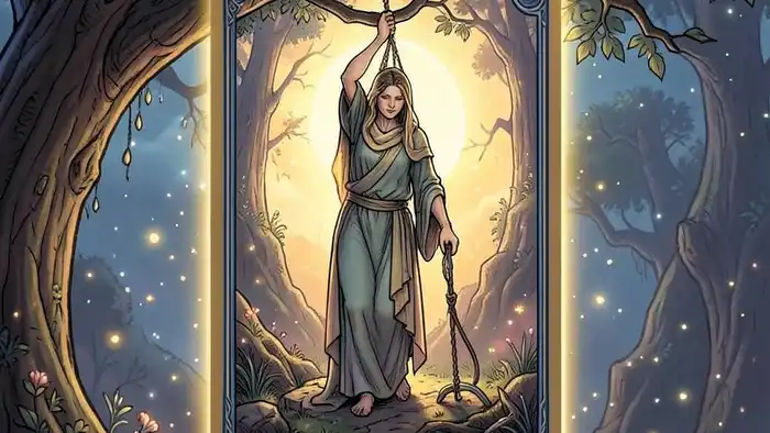 Повешенный карта года таро иллюстрация