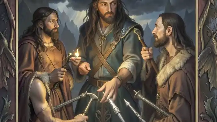 Пятерка Жезлов сочетание таро — карта с пятью жезлами и шестым человеком, стоящим в стороне, символизирующий осознание борьбы