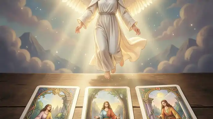 расклад ангел-хранитель изображение ангела над картами Таро