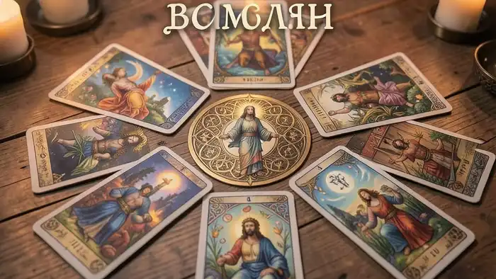 расклад без вопроса изображение с картами Таро на столе