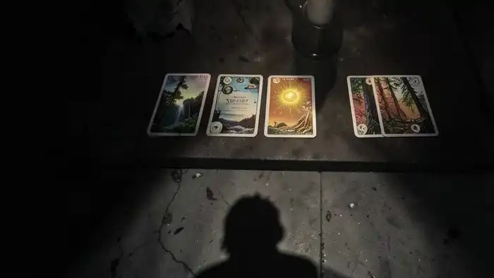 Расклад для подведения итогов — семь карт Таро, разложенные в линию, символизирующие завершение цикла и внутреннее освобождение