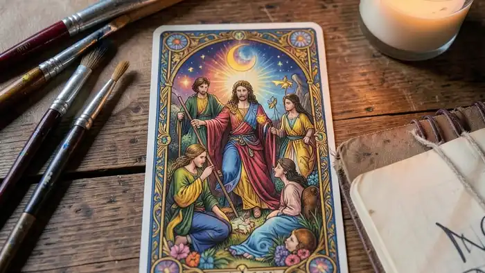 расклад для творчества – изображение расклада Таро с художественными атрибутами