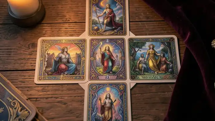 расклад крест пошагово — изображение расклада Таро в виде креста