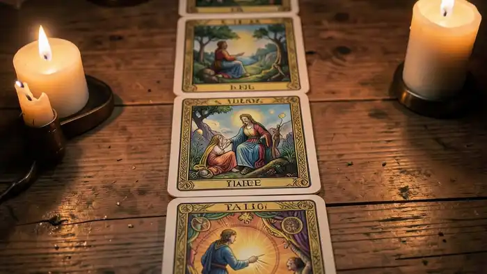 расклад лес��ница — изобра��ение расклада Таро в виде лестницы