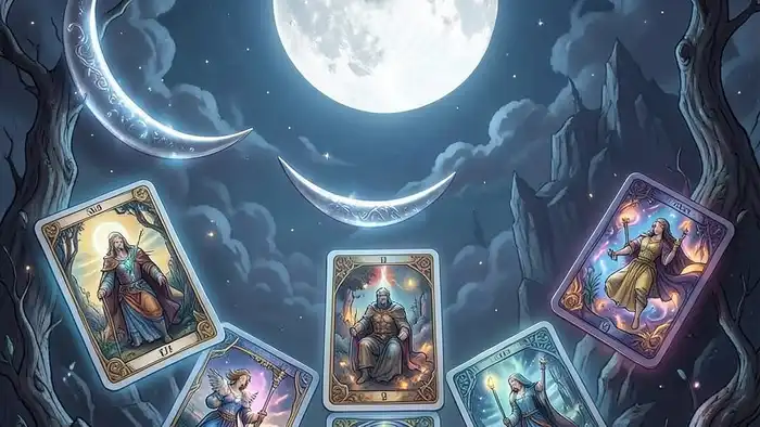 расклад луна – изображение расклада Таро под полной луной