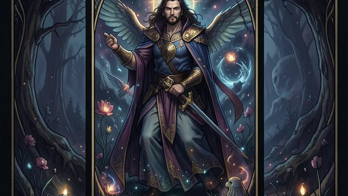 Расклад на энергию месяца: три карты Таро на столе с planner и благовониями, символизирующие планирование и интуицию.