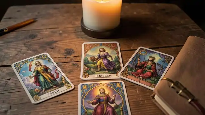 расклад на привлечение работы – изображение таро расклада на столе
