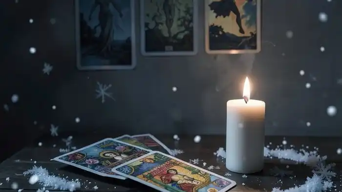 Расклад на Рождество Таро — свеча, колода и символы зимнего цикла