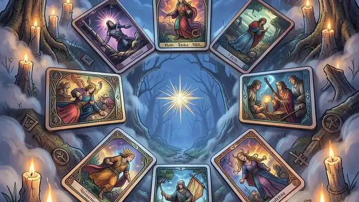 расклад на Самхейн — карта Таро в кельтском ритуальном окружении