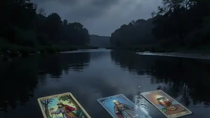 Расклад на стихию воды — карты Таро, отражающиеся в воде под луной